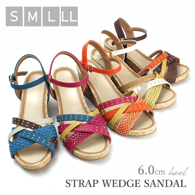 ウェッジ サンダル ストラップ メッシュ