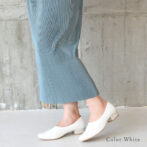 日本製ローヒール スクエアトゥ パンプス 幅広