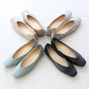 日本製 Vカット パンプス ローヒール 痛くない 幅広 柔らか 外反母趾