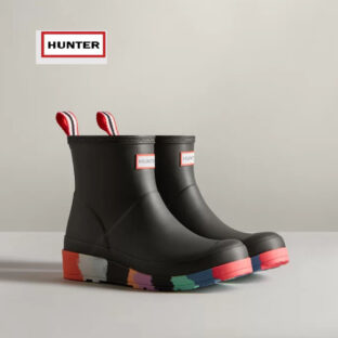 ハンター HUNTER レディース プレイ ショート ストライプ ソール レイン